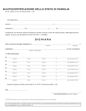 Italian Family Status Self-Certification Form