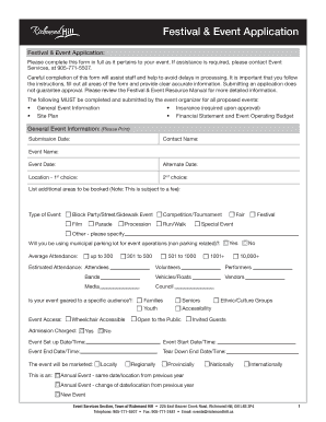 Festival & Event Application Form PDF