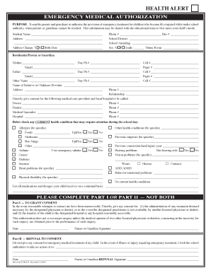 Emergency Medical Authorization Form