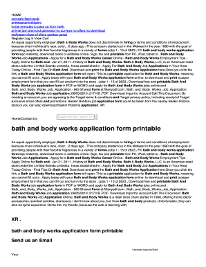 Fillable Online bath and body works application form printable Fax ...