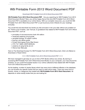 Fillable Online W9 Printable Form 2013 Word Document PDF. w9 printable ...
