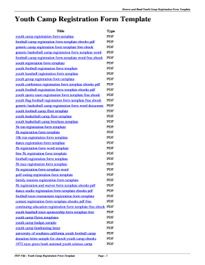 Youth Camp Registration Form Template. youth camp registration form template