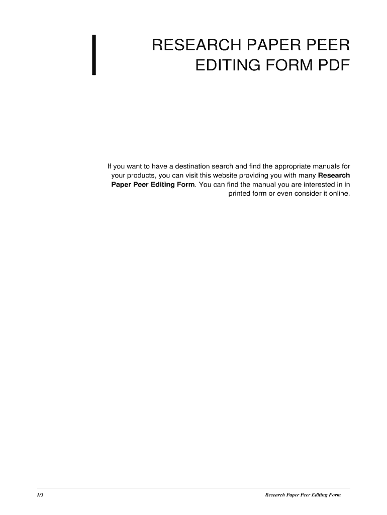 Fillable Online Research Paper Peer Editing Form. research paper peer ...