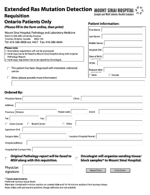 Fillable Online mountsinai on Extended Ras Mutation Detection - Mount Sinai Hospital ... Fax ...