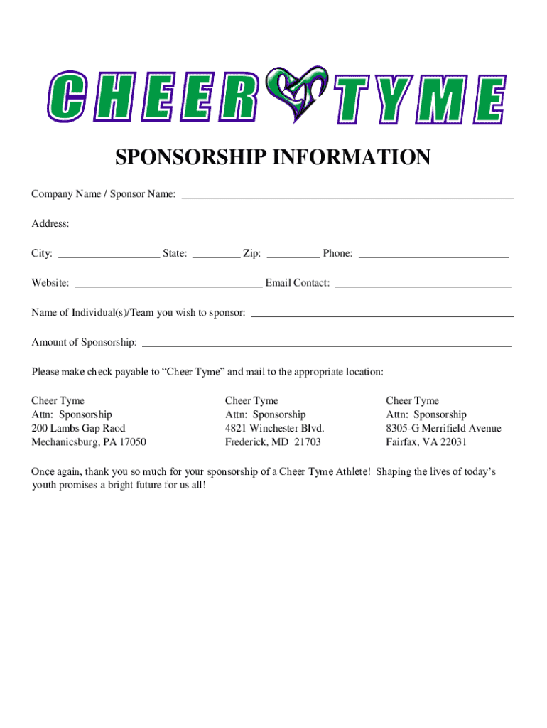 cheer sponsorship letter Preview on Page 1
