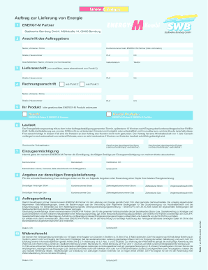 Auftrag zur Lieferung von Energie ENERGY-M Partner Kombi
