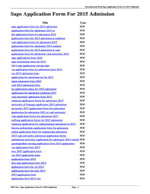 Fillable Online Saps Application Form For 2015 Admission. saps ...