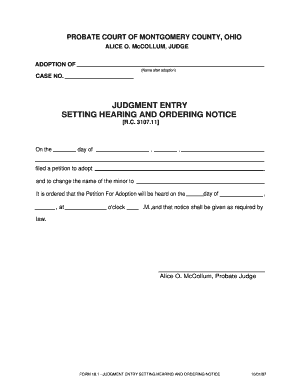 Ohio Adoption Judgment Entry Form