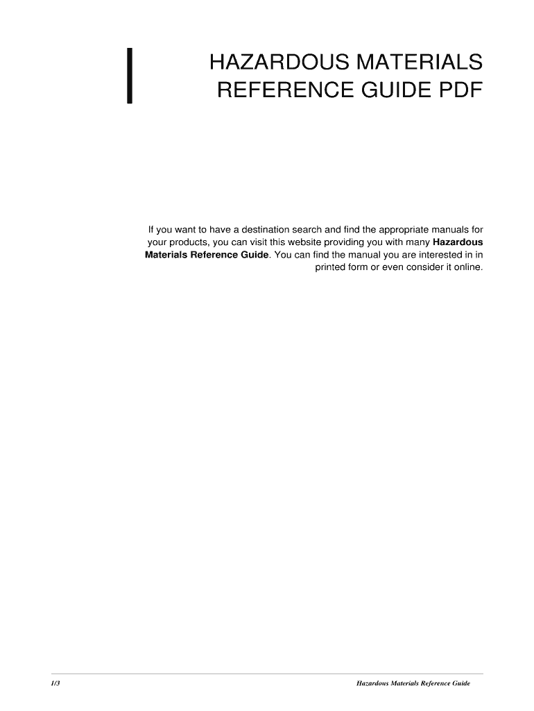 Fillable Online Hazardous Materials Reference Guide. hazardous