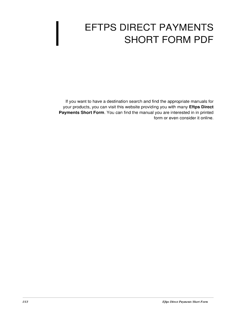 Fillable Online Eftps Direct Payments Short Form Eftps Direct Payments Fillable Online Eftps Direct Payments Short Form Eftps Direct Payments