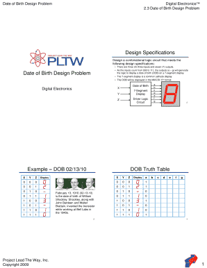 Date of Birth Design Problem. DE - Unit 2 - Combinational Logic