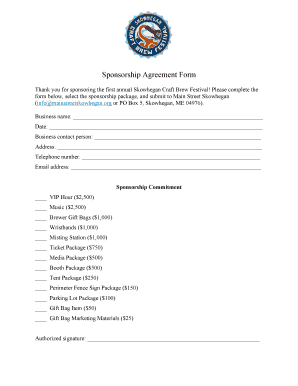 Sponsorship Agreement Form