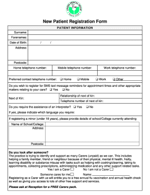 Doctor's office forms templates - Medical office registration form. Linden Medical Group - lindenmedical co