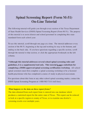 Spinal Screening Report (Form M-51) - dshs texas