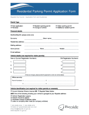 Residential Parking Application Form 2016-2017 - bayside vic gov