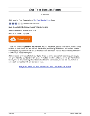 Fillable Online bookrelatebroken Std Test Results Form. std test ...