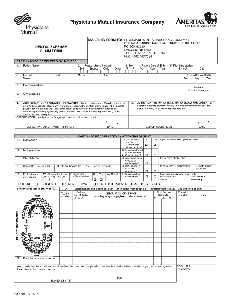 Printable Ada Dental Claim Form