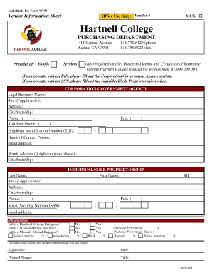 Substitute for Form W-9 Vendor Information Sheet Office ... - hartnell