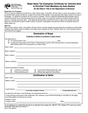 Fillable Online dor wa Retail Sales Tax Exemption Certificate for ...