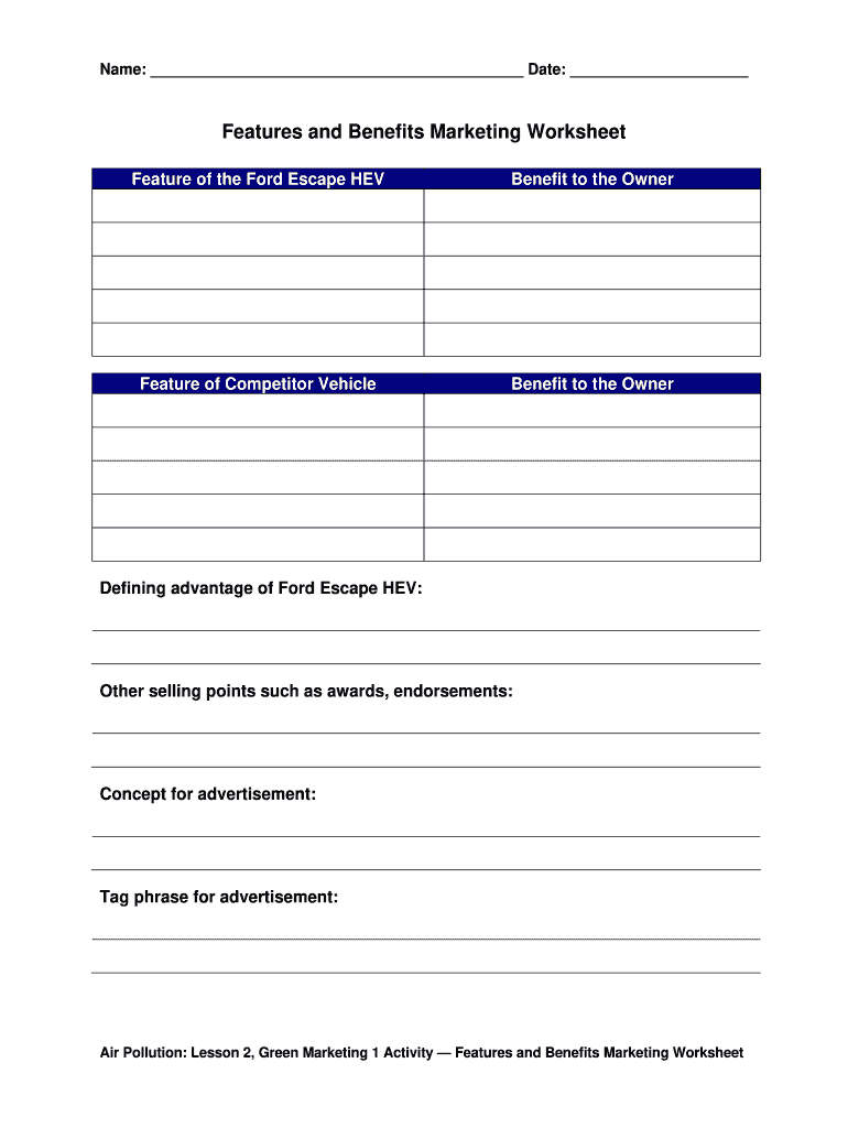 benefits worksheet Preview on Page 1