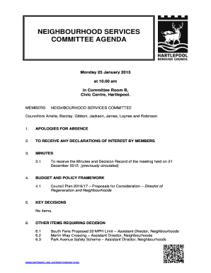 Absent letter to principal - NEIGHBOURHOOD SERVICES COMMITTEE AGENDA - hartlepool gov