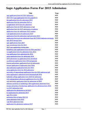 Fillable Online Saps Application Form For 2015 Admission. saps ...