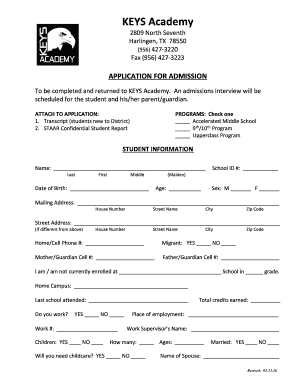 KEYS Academy Application for Admission - hcisd