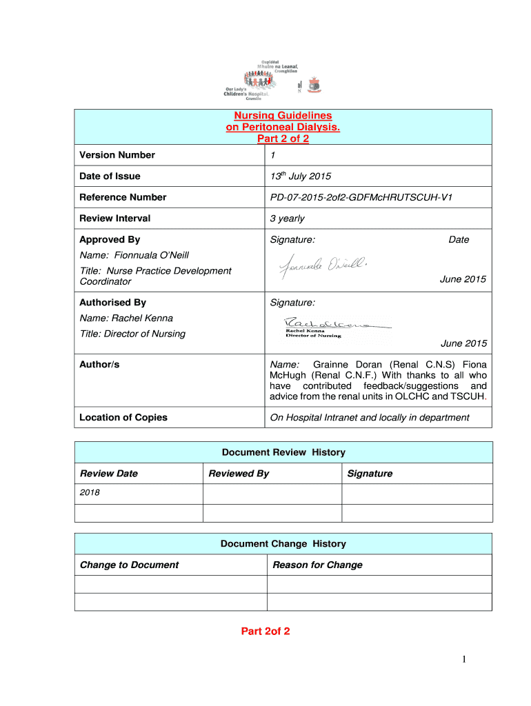 Fillable Online on Peritoneal Dialysis Fax Email Print - pdfFiller