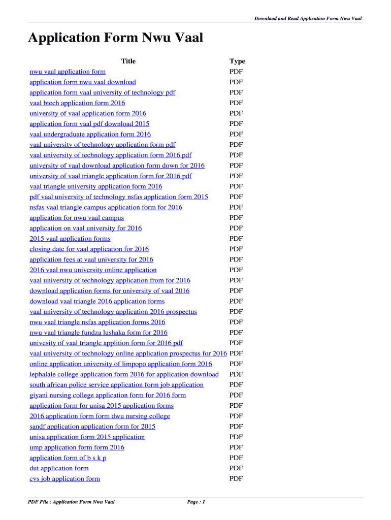 Fillable Online fahrenzo Application Form Nwu Vaal. application form