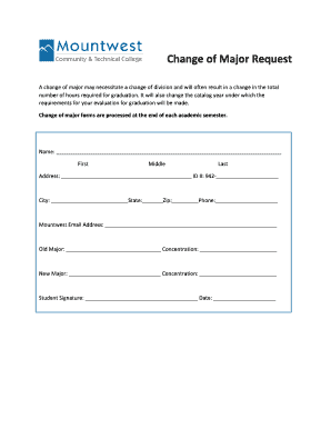 Change Major Request - Mountwest Community &amp; Technical College