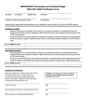 Please check the appropriate box below based on your dependency status and fill in the name of the SNAP recipient