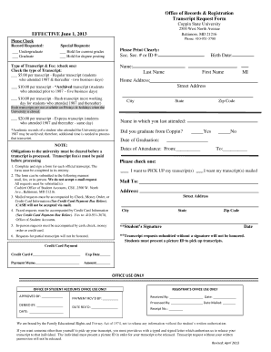 Coppin State University Transcript Request - Fill Online, Printable ...