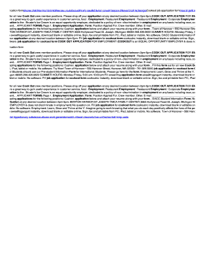Fillable Online dc federaltimeoff Cookout job application form Fax ...