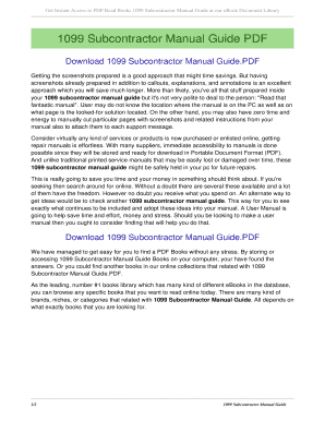 Fillable Online 1099 Subcontractor Manual Guide. 1099 subcontractor ...