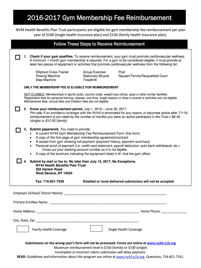 Fillable Online NY44 Health Benefits Plan Trust participants are