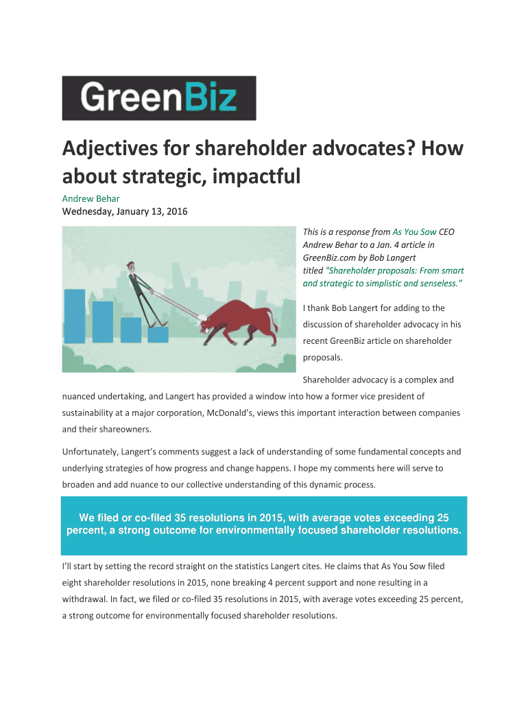 Fillable Online Adjectives for shareholder advocates Fax Email Print