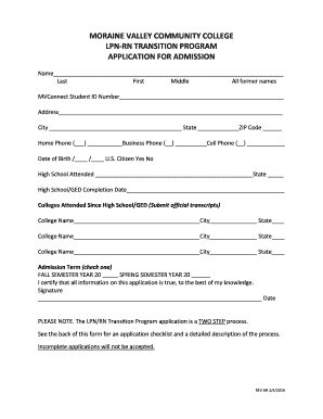 MORAINE VALLEY COMMUNITY COLLEGE LPN-RN TRANSITION PROGRAM ... - morainevalley