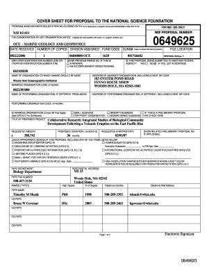 Fillable Nsf Cur And Pending Support Template 2017 Edit Print Nsf 02 011 Proposal Number For Consideration By