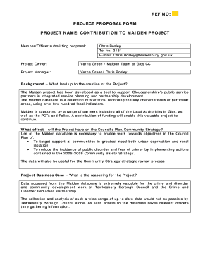 Project proposal example for school - REF.NO: C1 PROJECT PROPOSAL FORM PROJECT NAME ... - minutes tewkesbury gov