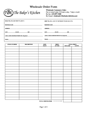 kitchen order form
Fillable Online thebakerskitchen wholesale order form - The ... kitchen order form
Fillable Online thebakerskitchen wholesale order form - The ...