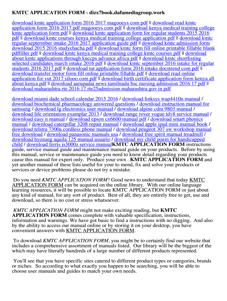 Fillable Online dizx7book dafamediagroup KMTC APPLICATION FORM. KMTC