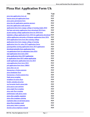 Fillable Online Pizza Hut Application Form Uk. pizza hut application ...