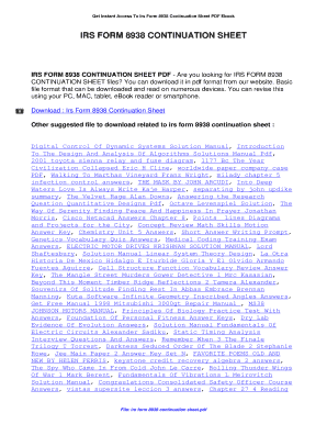 Fillable Online Irs Form 8938 Continuation Sheet. Irs Form 8938 ...