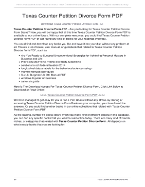 Fillable Online Texas Counter Petition Divorce Form PDF. texas counter ...