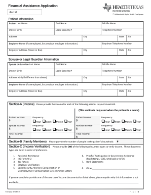HTPN Financial Assistance Application. Patient Form