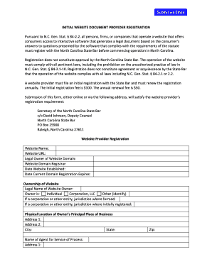 Website Document Provider Registration - North Carolina State Bar - ncbar