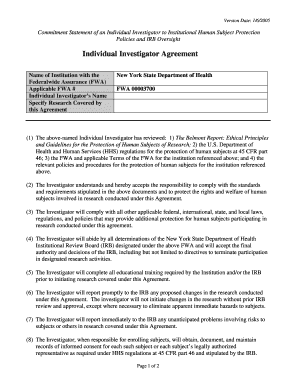 Suspension agreement - Sample Commitment Statement of an Individual Investigator to Institutional Human Subject Protection Policies and IRB Oversight. Commitment Statement of an Individual Investigator to Institutional Human Subject Protection Policies and IRB -