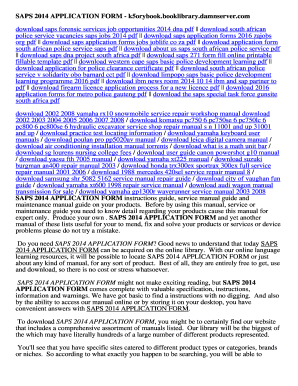 Fillable Online SAPS 2014 APPLICATION FORM. SAPS 2014 APPLICATION FORM ...