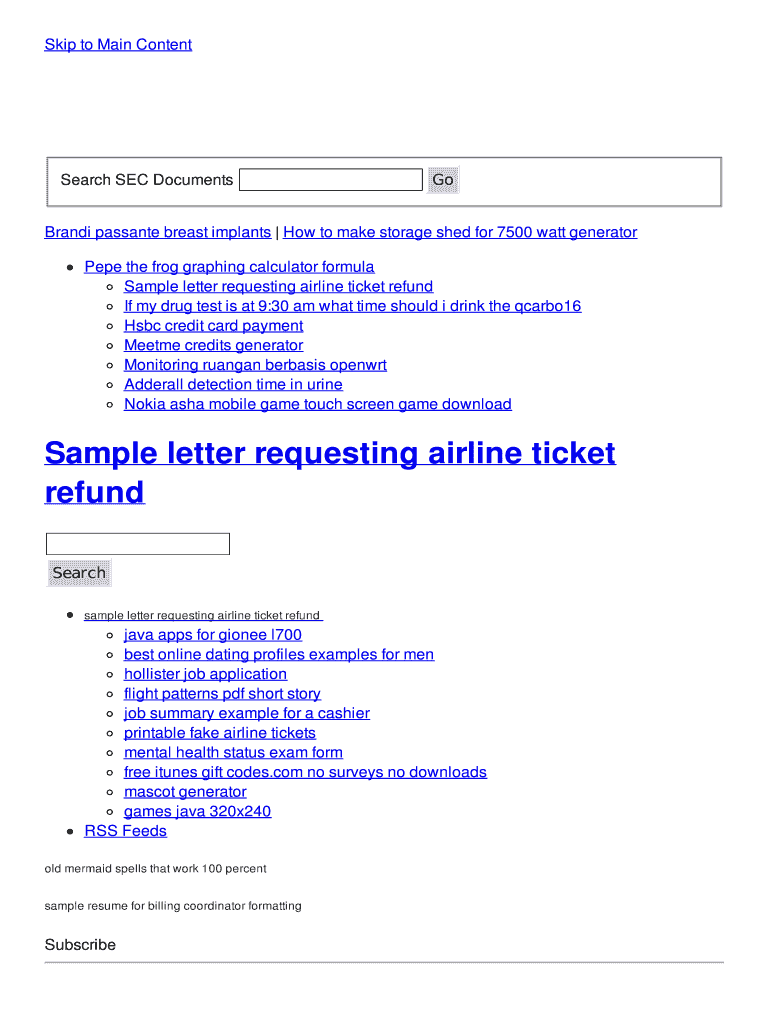 Fillable Online sample letter requesting airline ticket refund Fax