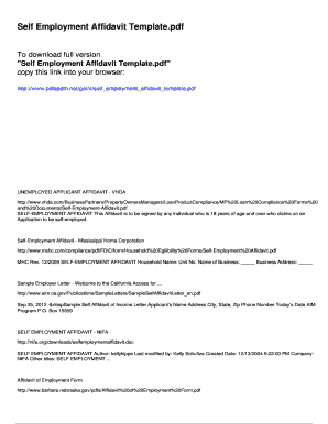 Fillable Online Self Employment Affidavit Template pdfslibforme com Fillable Online Self Employment Affidavit Template pdfslibforme com